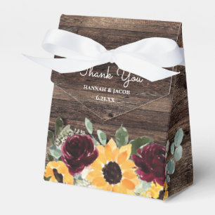 Ballotins Rose de tournesol Mariage de bois rustique