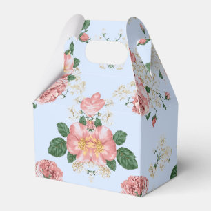 Ballotins Rose et crème sur la flore Vintage bleue   