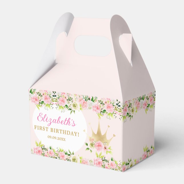 Ballotins Rose Floral Princess Crown 1er anniversaire (Arrière)