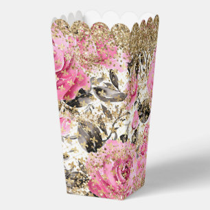 Ballotins Rose Florale Rose Moderne Chic Pailleté Or