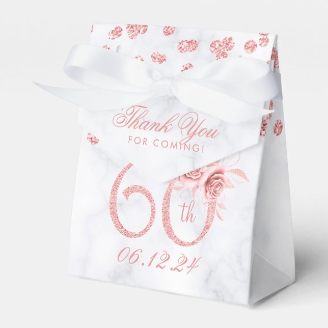 Ballotins Rose Gold 60e anniversaire Merci Floral Marbre (Verso)