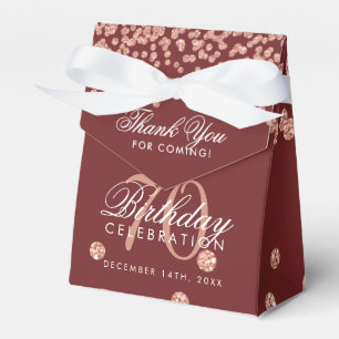 Ballotins Rose Gold Bourgogne 70 Anniversaire Merci Confetti
