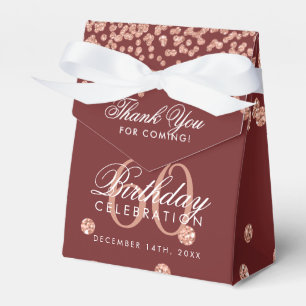 Ballotins Rose Gold Burgundy 60 Anniversaire Merci Confetti
