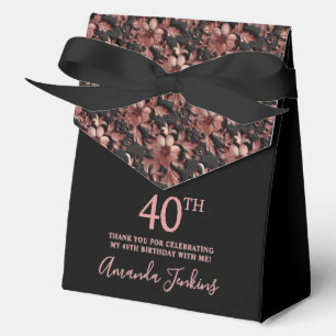 Ballotins Rose Gold Floral Merci pour votre 40e anniversaire
