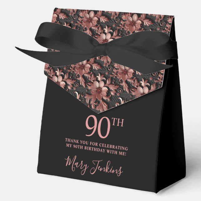 Ballotins Rose Gold Floral Merci pour votre 90e anniversaire (Recto)
