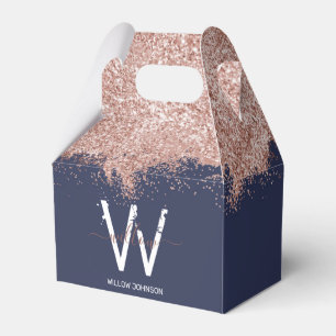 Ballotins Rose Gold Navy Blue Girl Parties scintillant pouss