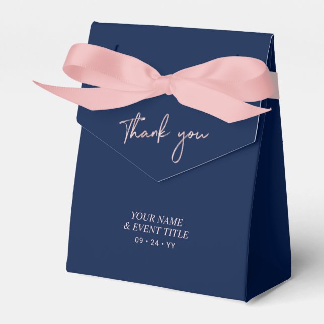 Ballotins Rose gold Navy Brush Script Party Cadeau de remerc (Verso)