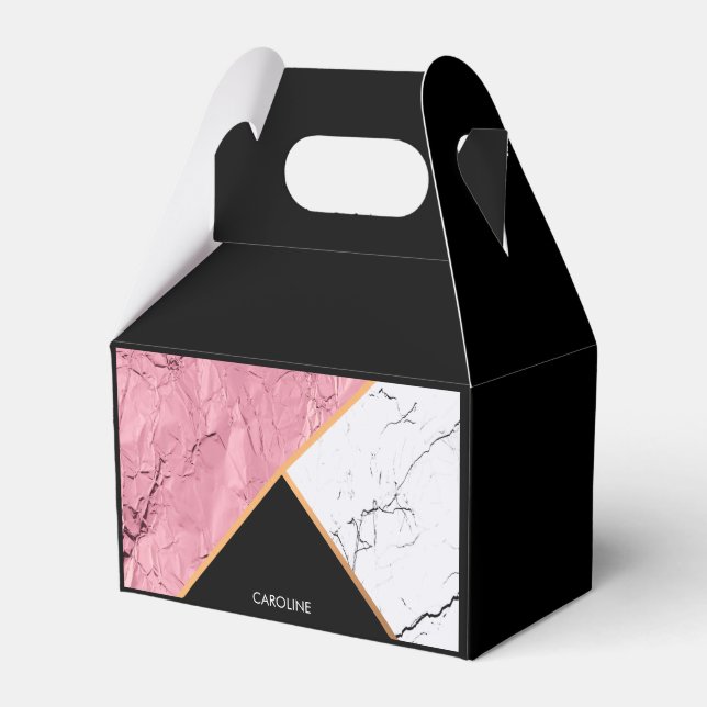 Ballotins Rose Gold Noir et Motif Marbre blanc (Verso)