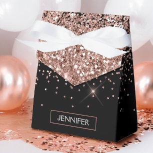Ballotins Rose Gold Rose Pâle Paillettes Noir Monogramme Nom