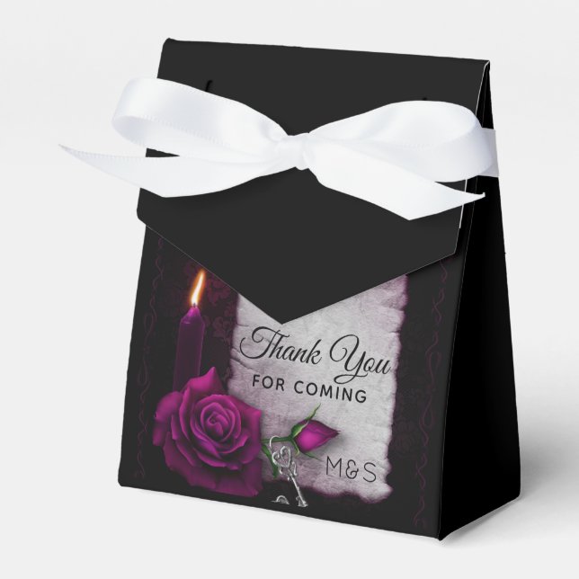 Ballotins Rose gothique, bougie, parchemin et Mariage de cas (Verso)