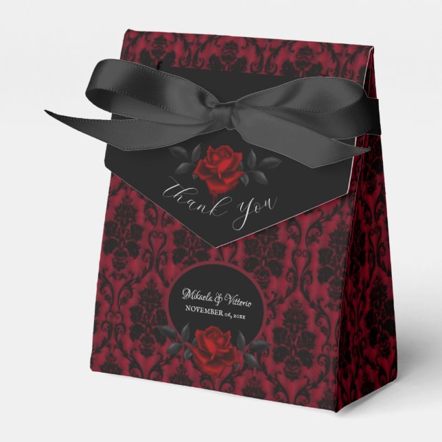 Ballotins Rose gothique foncé Mariage Faveur Boxes (Verso)