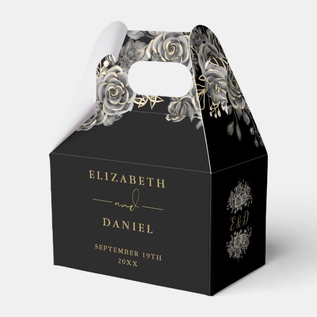 Ballotins Rose gothique noir et or Floral Mariage (Verso)
