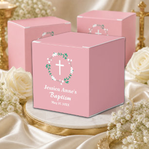 Ballotins Rose Poussiéreuse Croix Blanche Couronne Florale B