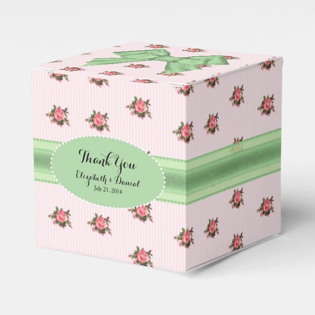 Ballotins Rose rose et vert mariage Favor boîte cadeau (Verso)