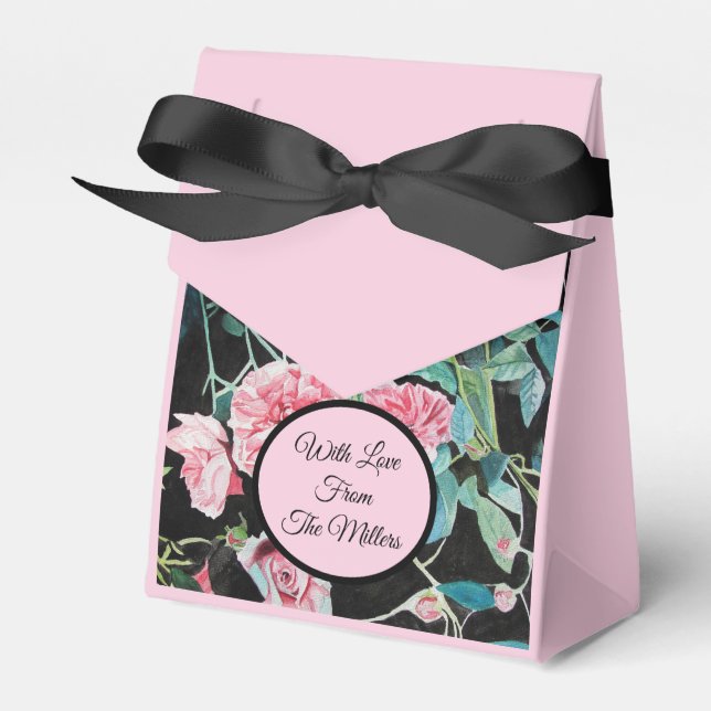 Ballotins Rose rose  Floral Mariage Ballotin de gâteau (Verso)