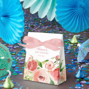 Ballotins Rose Rose Floral Vert Fille Baby shower