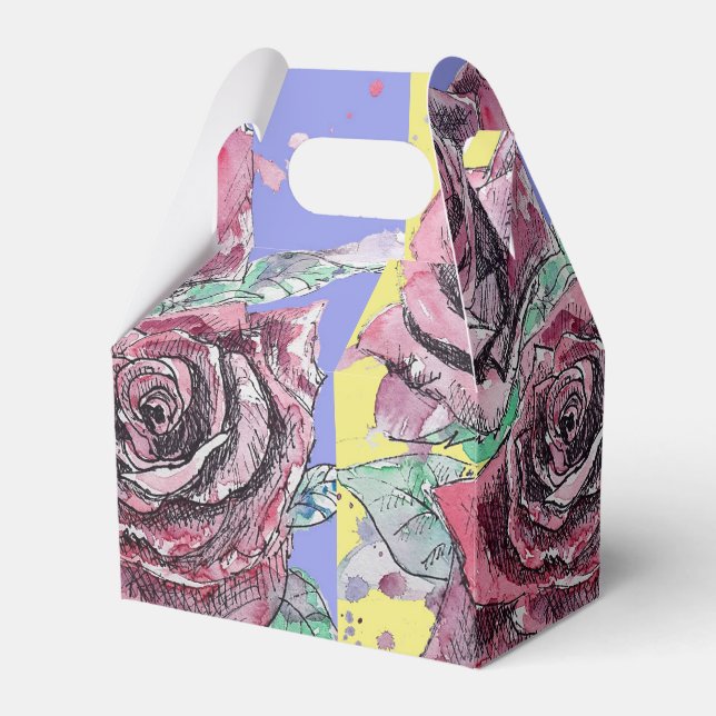 Ballotins Rose rouge Aquarelle Art Party Purple Fleur Jaune (Verso)