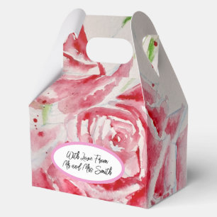 Ballotins Rose Rouge Fleurs Motif Aquarelle Mariage