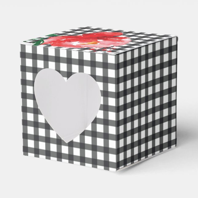 Ballotins Rose sur Gingham Noir et Blanc 2" (Verso)