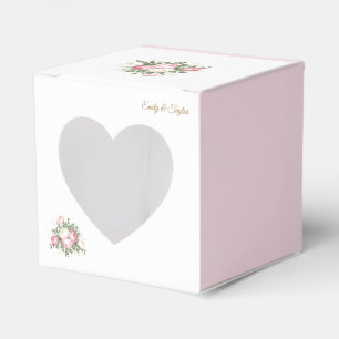 Ballotins Rose vintage Mariage Favor Box avec fenêtre Coeur