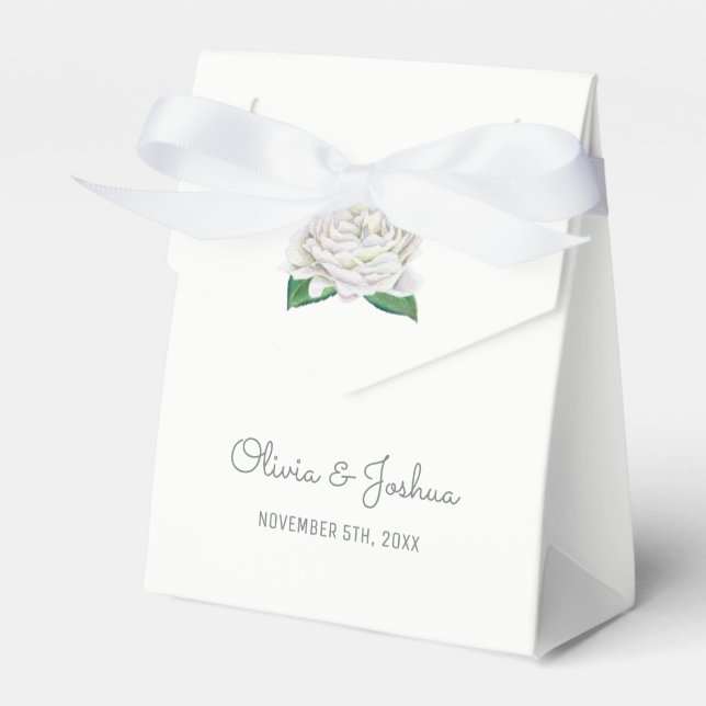 Ballotins Roses blanches Mariage Faveur Boxes (Verso)