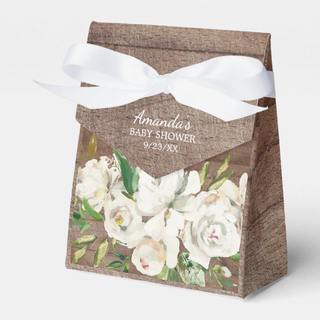 Ballotins Roses Blanches Rustiques Filles Baby shower Ballot (Verso)