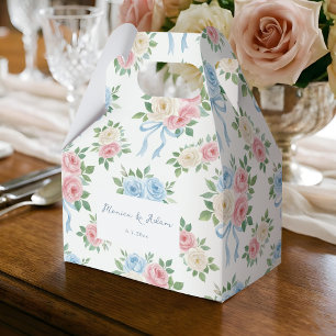 Ballotins Roses et rubans rose pastel, blanc et bleu