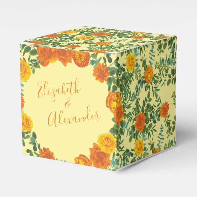 Ballotins Roses floraux de Mariage orange jaune (Verso)