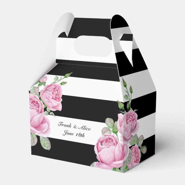 Ballotins Roses roses sur bandes noires Personnalisées (Verso)