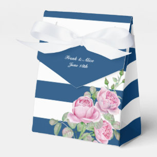 Ballotins Roses roses sur les rayures de marine sur mesure