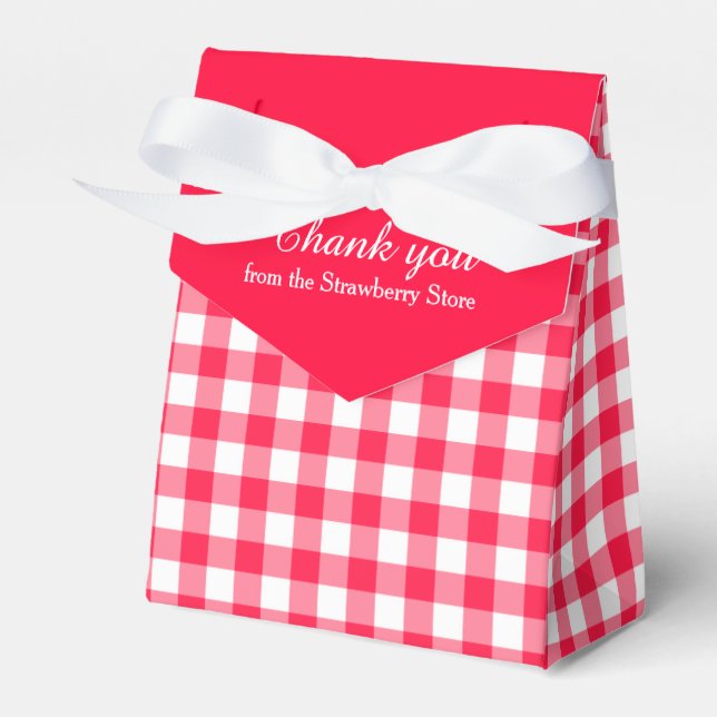 Ballotins Rouge et blanc en vichy motif merci boîte cadeau (Verso)