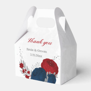 Ballotins rouge et bleu marine fleurs argent mariage botaniq