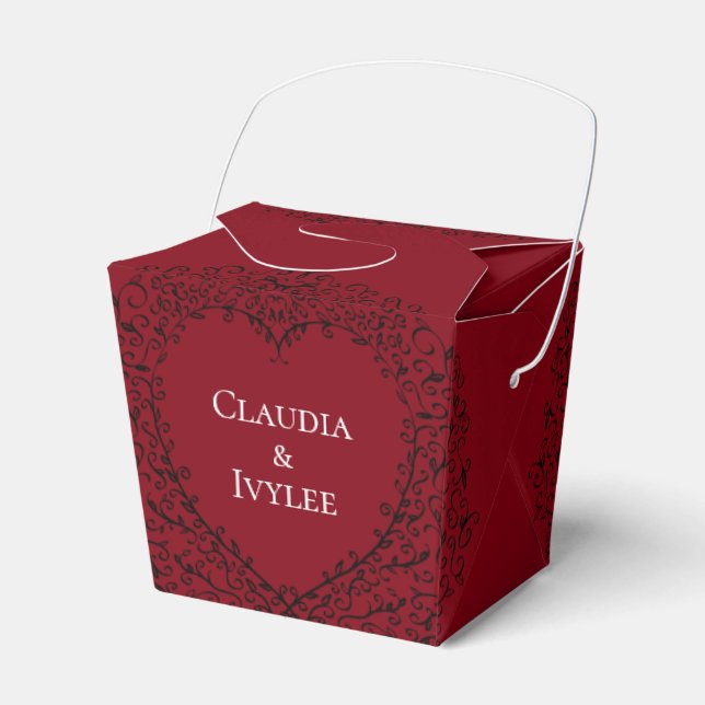 Ballotins Rouge et Noir Coeur Gothique Mariage Favor Box (Verso)