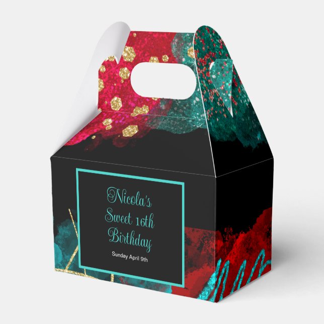 Ballotins Rouge et turquoise Encre d'alcool doux 16 (Verso)