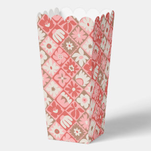 Ballotins Rouge Rose Blanc Floral Rétro Vintage Groovy