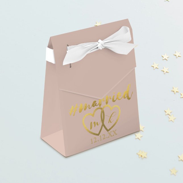 Ballotins Rouge Rose Or Marié Coeurs Mariés Coeurs Mariage F (Blush Pink Gold Married Hearts Wedding Favour Boxes just for you)