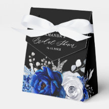Royal Bleu Blanc Métallurier Argent Floral Mariage