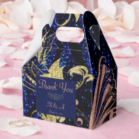 Royal Blue Gold Butterfly Wedding Favor Box