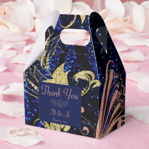Ballotins Royal Blue Gold Butterfly Wedding Favor Box