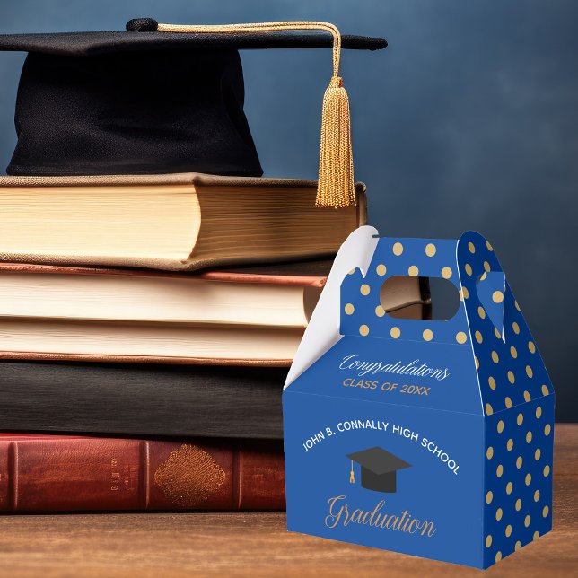 Ballotins Royal Blue Gold Graduation Polka Dot Custom Party (Créateur téléchargé)