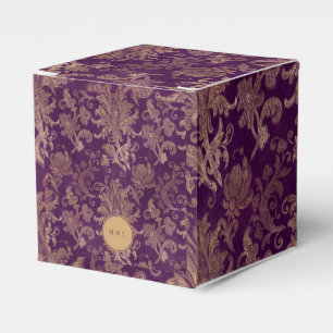 Ballotins Royal Purple Damask Monogramme Mariage Favor Box