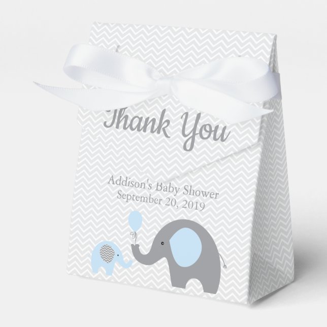 Ballotins Ruban Ballotin à thème Baby shower bleu éléphant (Verso)