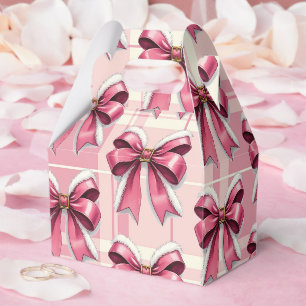 Ballotins Rubans de Père Noël à carreaux rose pour Noël  