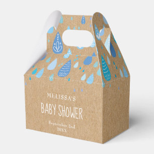 Ballotins Rustic Kraft Gouttes de Pluie Bleues Baby Shower