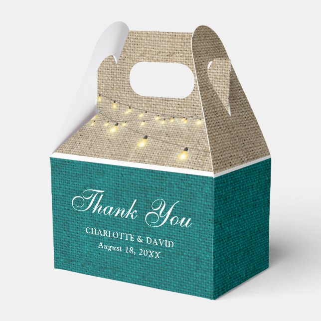 Ballotins Rustic Pays Turquoise Burlap Mariage Merci (Verso)