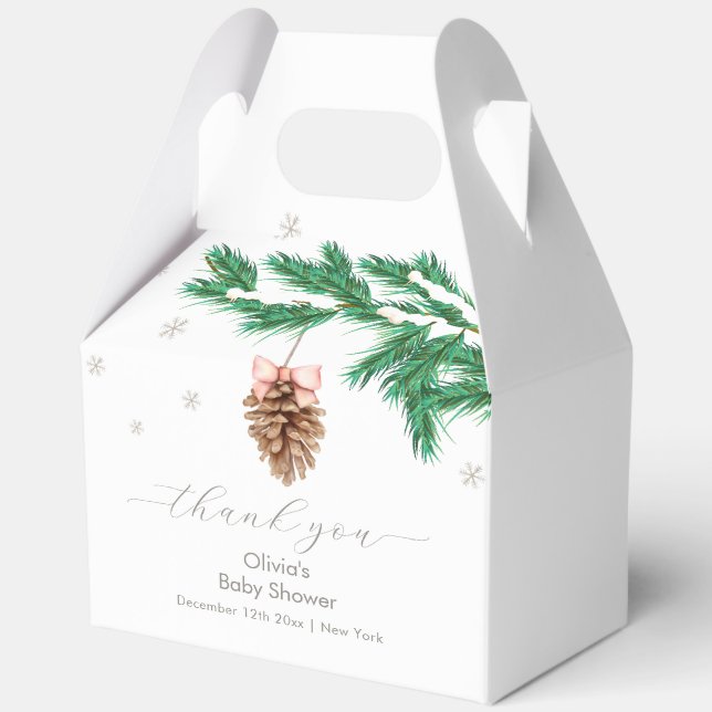 Ballotins Rustic Winter Snowflake Pine cone Baby Shower (Recto)