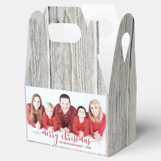Ballotins Rustic Wood Joyeux Noël Photo Ballotin Gable (Ouvert)