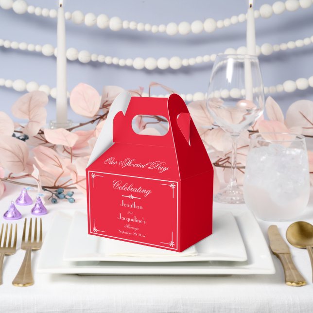 Ballotins Rustique Chic Romantique Rouge Élégant Merci de ma (Mariage)