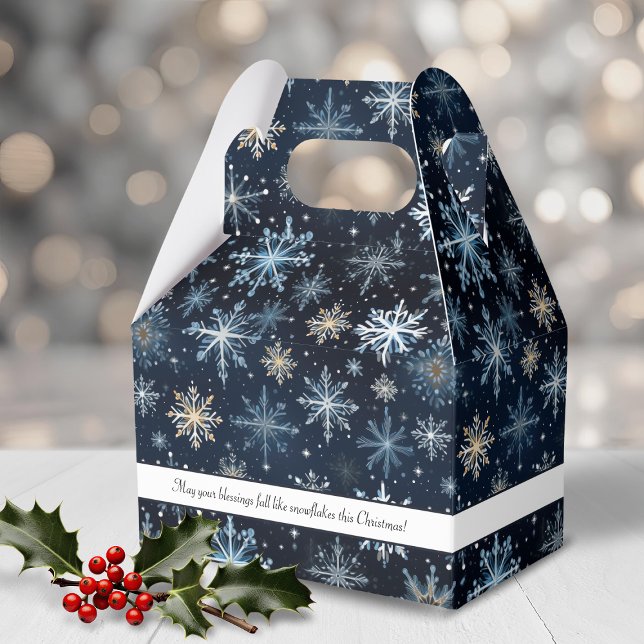 Ballotins Rustique Élégant Blue Snowflakes vacances (Rustic Elegant Blue Snowflakes Holiday Favor Boxes)