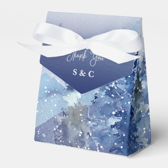 Ballotins Rustique Misty Pine Forest Wedding Favor Box Ruban (Verso)